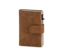 Men Card Holder Wallet Leather Wallets RFID Blocking Slim Minimalist Wallet, Pop Up Credit Card Holder with Coin Pocket, ID Window, Banknote Compartmen, Hold up to 11 Cards, Snap Closure(BrownSilver)