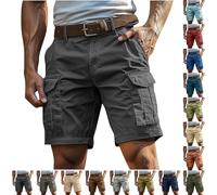Men Cargo Shorts with Side Pockets, Knee Length Cut, Straight Fit Shape, Practical Pocket Layout, Casual Style for Daily Wear Outdoor Travel Activities
