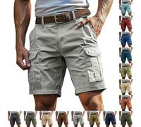 Men Cargo Shorts with Side Pockets, Knee Length Cut, Straight Fit Shape, Practical Pocket Layout, Casual Style for Daily Wear Outdoor Travel Activities