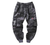 Men Cargo Trousers Stretch Fit, Mens Big And Tall Cargo Overalls for Spring Autumn Seasons Fashionable Casual Loose Fit Nine Point Trousers Durable Student Wear