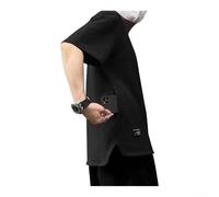 Men Casual 3/4 Sleeve Cardigan Shirt Solid Linen Blend Japanese Kimono Style Top Summer Vacation Holiday Daily Wear Comfortable Breathable Coat Various Colors(4XL Black)