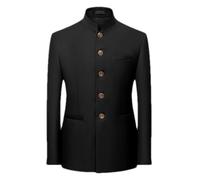 Men Casual Blazers Chinese Style Slim Fit Wild Suit Business Dress Blazer Chinese Tunic Suit Black 3XL