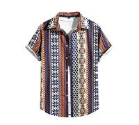 Men Casual Button Down Shirt Summer Fashion African Ethnic Style Beach Shirts Western Aztec 3D Digital Printing Plus Size Tops Quick Dry Short Sleeve Holiday Party Beach Shirt