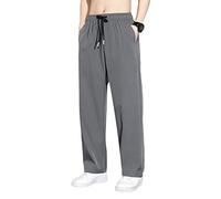 Men Casual Chino Trousers, Loose Fit Straight Leg Trousers, Summer Stretchy Jogging Sweatpants, Baggy Lace-Up Trousers Pants, Business Office Work Pants, Light Comfort Smart Trousers With Pocket