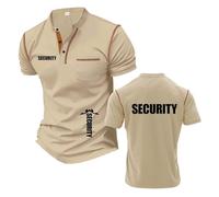 Men Casual Henley T-Shirts for S.EC.URI.TY Stand Collar Short Sleeve Tee Soft Tee Top Clothes Printing Athletic Shirts Stitching Polo Shirts Half Sleeve-KQS||l