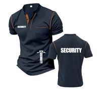 Men Casual Henley T-Shirts for S.EC.URI.TY Stand Collar Short Sleeve Tee Soft Tee Top Clothes Printing Athletic Shirts Stitching Polo Shirts Half Sleeve-ZQS||s