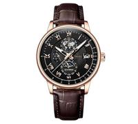 Men Casual Leather Analog Quartz Watch Ms. Wristwatch Clock Business Date Casual Watch No Battery Watches (B, One Size)