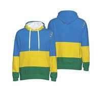 Men Casual Long Sleeve Sweatshirt Rwanda Flag 3D Print Hoodies Hoodie Sweatshirt With Pockets Crewneck For Daily Use Leisure Activities Multiple Colors Black