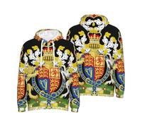Men Casual Long Sleeve Sweatshirt U.K. National Emblem 3D Print Hoodies Hoodie Sweatshirt With Pockets Crewneck For Daily Use Leisure Activities Multiple Colors Black