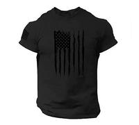 Men Casual Shirt Slim Fit 4th of July Short Sleeve Summer Graphic Tshirt Patriotic Lightweight Sport American Flag Tee B-Black