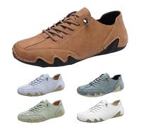 Men Casual Shoes - Men Orthopedic Shoes Soft Bottom Barefoot Footwear Lace-Up Non-Slip Trainers Fashion Faux Suede Sneakers Work Commuting Footwear Fashion Lightweight Trainers Wide Fit White