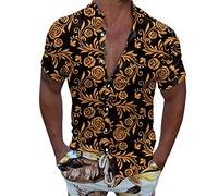 Men Casual Short Sleeve Spring Summer Turndown Neck 3D Printed Shirts Fashion Top Blouse Shirts Black Loose Tops for Men White Frilly Blouse Teacher Gifts Ski Snow Gentleman Clothes Sale Clearance