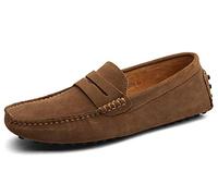 Men Casual Suede Loafers Comfy Wide Fit Moccasins Slipper Lightweight Slip On Driving Shoe Boat Shoe Brown 10 UK