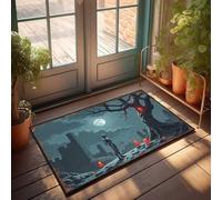 Men Cave Decor A Silver Robot Stands Before A Haunting Tree Under A Full Moon Doormat Spring Welcome Mats Outdoor Man Cave Decorations(65X90CM)