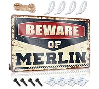 Men Cave Decor Beware of Merlin Tin Sign Gifts for Husbands Funny Wall Decor Signs ( Size : 30X40CM )
