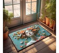 Men Cave Decor Floral Fantasy: A Woman'S Head Adorned With Flowers And Butterfli Doormat Spring Welcome Mats Outdoor Man Cave Decorations(50X80CM)