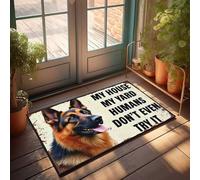 Men Cave Decor German Shepherd Warning Sign: 'My House, My Yard, Humans Don'T Ev Doormat Outdoor Door Mats For Front Door Farmhouse Welcome(50X80CM)