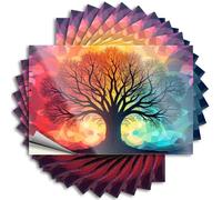 Men Cave Decor Lover Funny Sticker - Tree of Life: A Colorful Symphony Removable Decal Door Easy Peel for Summer(6X9CM)