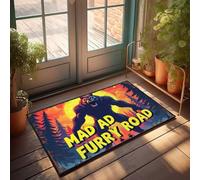 Men Cave Decor Mad Furry Road: A Wild Adventure Ahead! Doormat Outdoor Door Mats For Front Door Farmhouse Welcome(65X90CM)