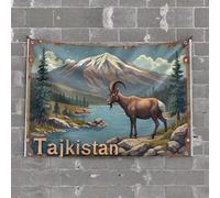 Men Cave Decor Mountain Majesty: A Serene Scene in Tajkistan Tapestry Funny Bedroom Decor Beer Decorations for Man Cave(100X150CM)