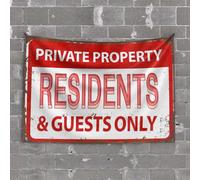 Men Cave Decor Private Property: Residents & Guests Only Sign Tapestry Wall Tapestry College Stuff for Your Room(100X150CM)