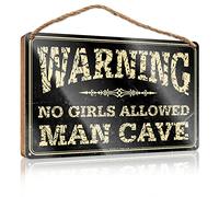 Men Cave Decor Warning! Man Cave No Girls Allowed Wooden Sign Fall Front Door Decor Kitchen Decorations Wall ( Size : 15X28CM )