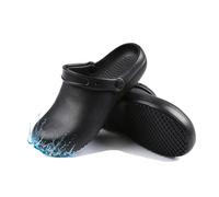 Men Chef Shoes, Men's Adjustable Non Slip Strap Water and Oil Resistant Slip-On Chef Work Shoes, Durable and Comfortable Breathable Durable Kitchen Sandals, for Camping and Yard Work(8.5 UK) Black