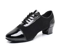 Men Children Latin Salsa Dance Shoes Adult Kids Jazz Tango Dance Shoes Black Spliced Boys Ballroom Dancing Shoes Size 37-45(37)
