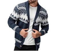 Men Christmas Cardigan Knitted Sweater Xmas Novelty Jacket V Neck Cable Buttons Coat Christmas Tree Pullover Long Sleeve Knitwear Tops Chunky Knit Cardigans Funny Sweaters Sweatshirt for Winter