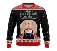 Men Christmas Novelty Knitted Xmas Santa Claus Print Jumper Sweater Top Novelty Funny Naughty Theme