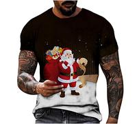 Men Christmas T-shirts Funny Xmas Sweatshirt Santa Claus Tee 3D Printed T Shirt Crew Neck Blouse Short Sleeve T-Shirt Cotton Tshirt Xmas Party Holiday Tops Comfortable Tee Shirts Gift Idea for Him