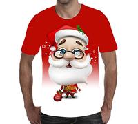 Men Christmas T-shirts Funny Xmas Sweatshirt Santa Claus Tee 3D Printed T Shirt Crew Neck Blouse Short Sleeve T-Shirt Cotton Tshirt Xmas Party Holiday Tops Comfortable Tee Shirts Gift Idea for Him