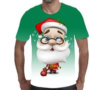 Men Christmas T-shirts Funny Xmas Sweatshirt Santa Claus Tee 3D Printed T Shirt Crew Neck Blouse Short Sleeve T-Shirt Cotton Tshirt Xmas Party Holiday Tops Comfortable Tee Shirts Gift Idea for Him