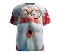 Men Christmas T-Shirts Winter Xmas Tunic Tops Classic Reindeer Round Neck Pullover Breathable Cartoon Printed Streetwear(White, L)