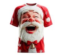Men Christmas T-Shirts Winter Xmas Tunic Tops Classic Santa Claus Meme Expression Pullover Tshirt Breathable Cartoon Printed Round Neck Streetwear(X01-14, L)