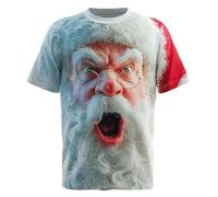Men Christmas T-Shirts Winter Xmas Tunic Tops Classic Santa Claus Meme Expression Pullover Tshirt Breathable Cartoon Printed Round Neck Streetwear(X01-01, XXL)