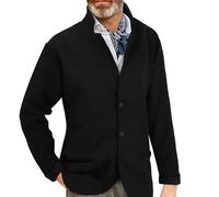 Men Chunky Knitted Jacket - Button-Down Sweater Men Men'S Stand Collar Wool Coat Thick Needle Thickened Suit Sweater Men Suits Slim Fit With 3 Button Winter Thermal Knitwear Men Cardigans With Pockets