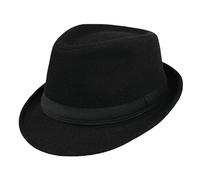 Men Classic Fedora-Hat Felt Manhattan-Gangster-Trilby with Band Unisex Women's Structured Trilby Fedora Hat(Size:S), Black2, M