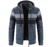 Men Classic Full Zip Cardigan Grandad Style Thick Fleece Lined Winter Knitted Cardigan Sale Clearance Long Sleeves Jumper Winter Casual Outdoor Warm Sweater Top Size M-4XL