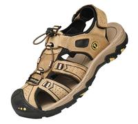 Men Closed Toe Casual Sandals - Lightweight Leather Sandals Breathable Walking Shoes For Daily or Outdoor Travel