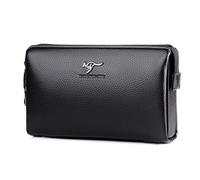 Men Clutch Bag Leather Business Code Lock Wallet Handbag Wrist Bag Anti Theft Zip Around Purse Office Checkbook Handbag Credit Card Cash,Black
