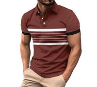 Men Collar Neck Polo Shirt Business Casual Pullover Tops Lightweight Breathable Flowy Vintage Retro Classic Tunics （Brown，3XL）
