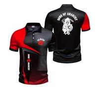 Men Collision Color 3D Polo Shirts for A.na.rc.h.y S.on.s Slim Fit Half Sleeve Soft Short Sleeve Tee Buttons Activewear Cozy Tee Top Clothes Graphic T-Shirt-HongS||3X_l