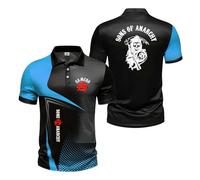 Men Collision Color 3D Polo Shirts for A.na.rc.h.y S.on.s Slim Fit Half Sleeve Soft Short Sleeve Tee Buttons Activewear Cozy Tee Top Clothes Graphic T-Shirt-LanS||l