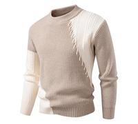 Men Colorblock Sweater Knitted Jumper Thermal Pullover Long Sleeve Sweatshirts Crew Neck Knitwear Casual Jumpers Soft Comfortable Sweaters Winter Warm Base Layer Pullovers for Sports & Workwear
