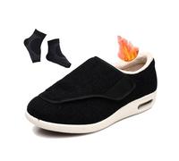 Men Comfort Diabetic Shoes, Men's Winter Thermal Fur Fleece Lined Orthopedic Adjustable Diabetic Shoes, Feet Walking Edema Sneakers, for Elderly, Swollen Feet, Plantar Fasciitis(B Black,11.5 UK)