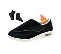 Men Comfort Diabetic Shoes, Men's Winter Thermal Fur Fleece Lined Orthopedic Adjustable Diabetic Shoes, Feet Walking Edema Sneakers, for Elderly, Swollen Feet, Plantar Fasciitis(A Black,11.5 UK)