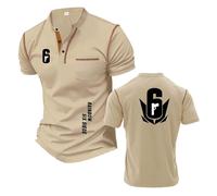 Men Comfortable Henley T-Shirts for R.a.in.bo.w S.ix S.ie.g.e Fitness Short Sleeve Tee Printing Half Quick Dry Top Clothes Tees Polo Shirts-KQS||m