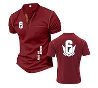 Men Comfortable Henley T-Shirts for R.a.in.bo.w S.ix S.ie.g.e Fitness Short Sleeve Tee Printing Half Quick Dry Top Clothes Tees Polo Shirts-JHS||m