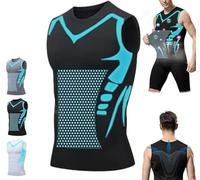 Men Compression Shirt,Ionic Shaping Sleeveless Shirt,Shaping Sleeveless Vest for Men to Shape Your Body,Comfortable Breathable (Black, M)